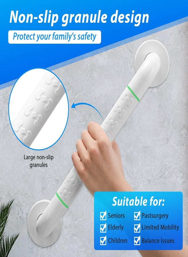 JFMkaer 2 Pack 16 Inch White Shower Grab Bar,Bath Grab Rails with Anti-Slip Grip and Safety Luminous Circles,Stainless Steel Bath Handle Bathroom Grab Bar for Seniors, Elderly, Handicap - Image 3
